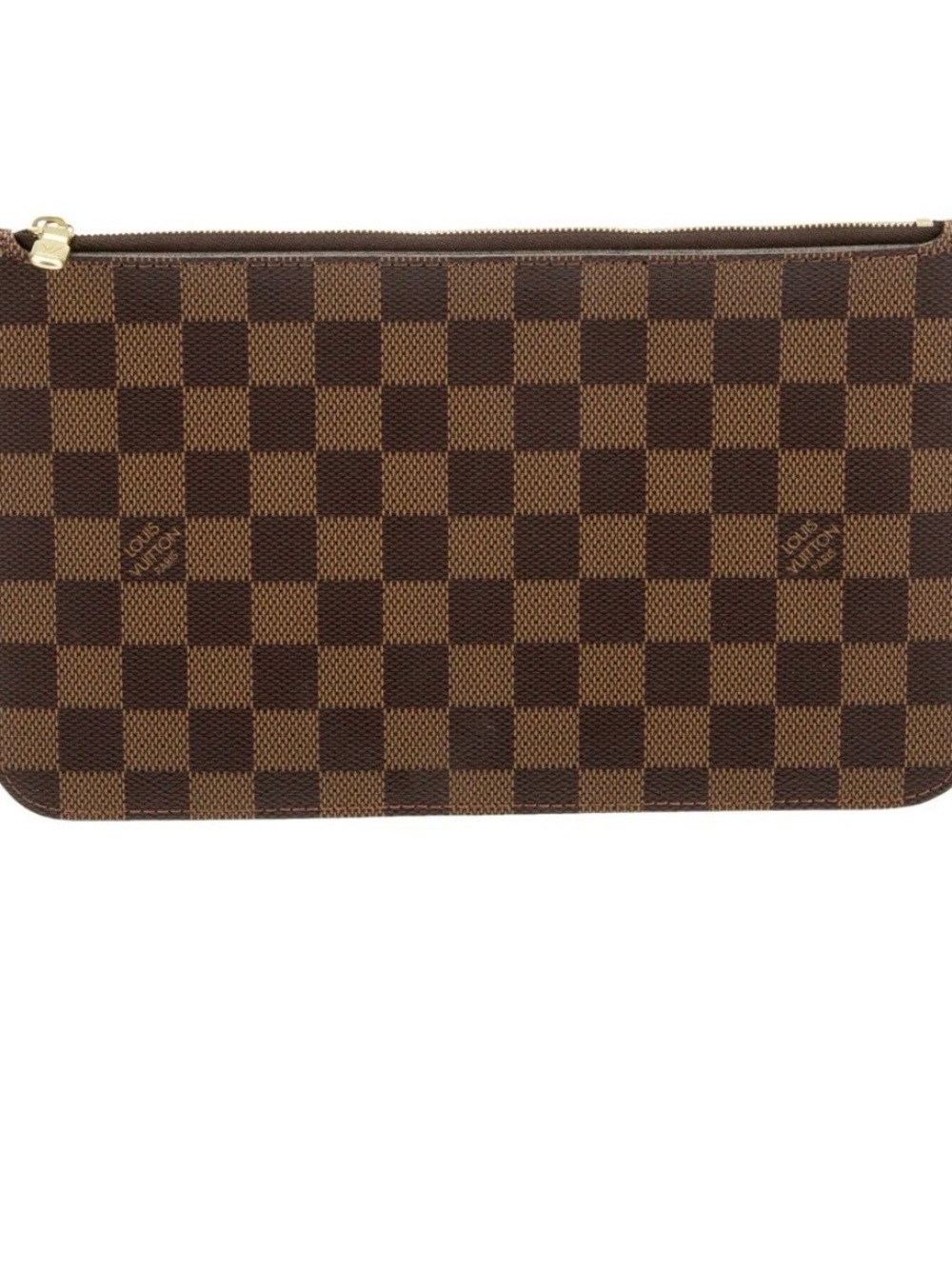 Louis Vuitton Damier Ebene Checker Zip Pouch - Brown & Dark Brown - Picture 1 of 11